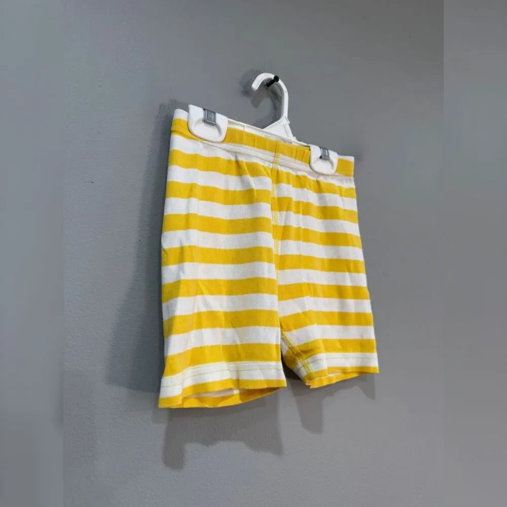 Kids Yellow/White Hanna Andersson Striped S/S Pajama Set Size 6-7 EUC